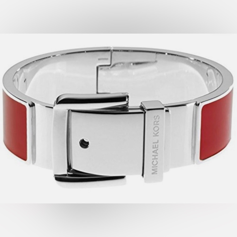 Michael Kors Silver Bangle/Bracelet with Red Accent